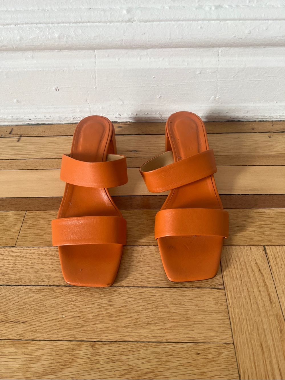 Women's Aryde Orange Double-Strap Slide Sandals